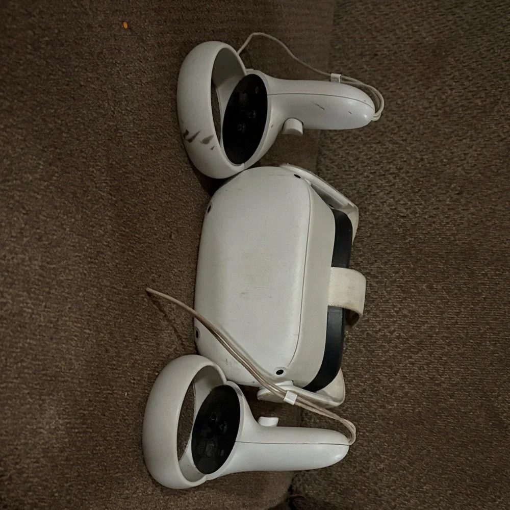White VR Headset and Controllers